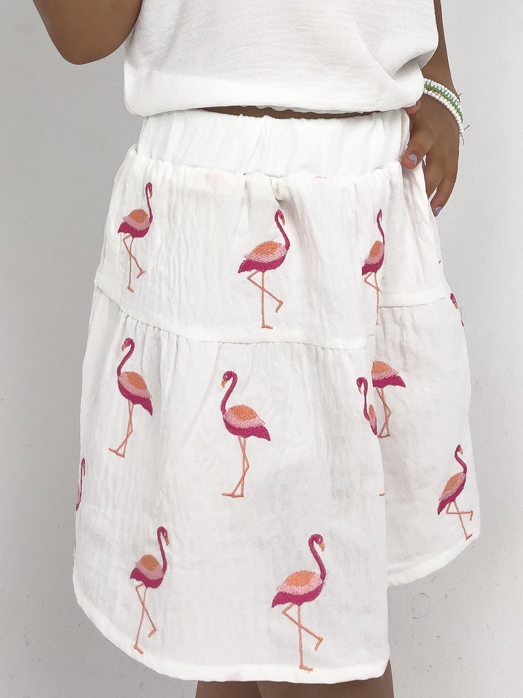 Flamingo Embroidered  skirt