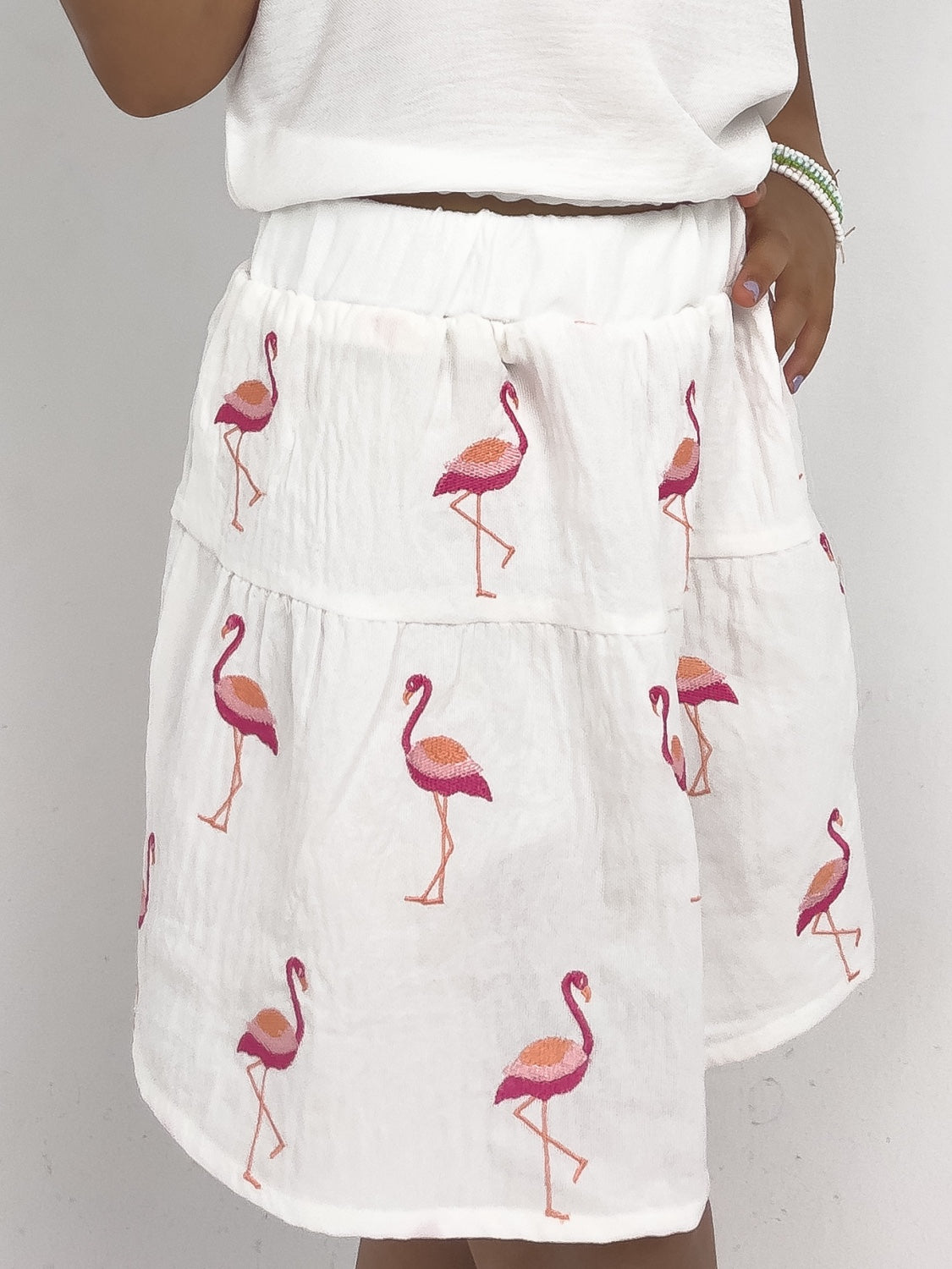 Flamingo Embroidered  skirt